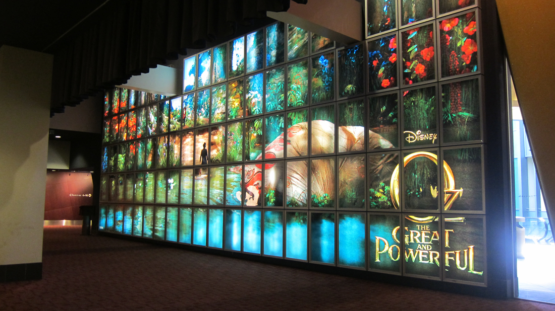 Giant backlit wall for Disney's OZ THE GREAT AND POWERFUL at the ArcLight Sherman Oaks.