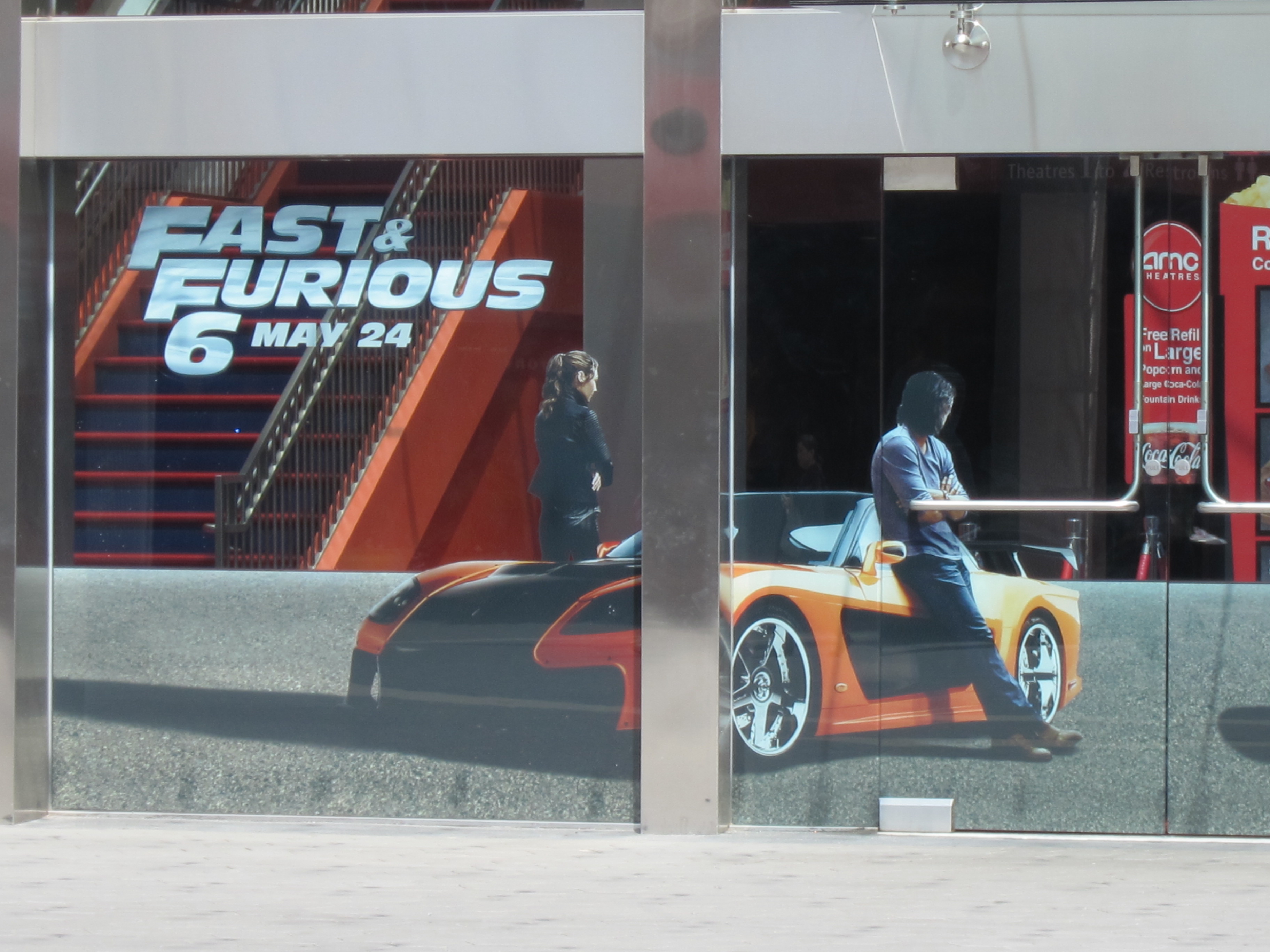 FAST AND FURIOUS 6 lifelike front window graphics at the AMC Universal CityWalk Cinemas in Southern California.