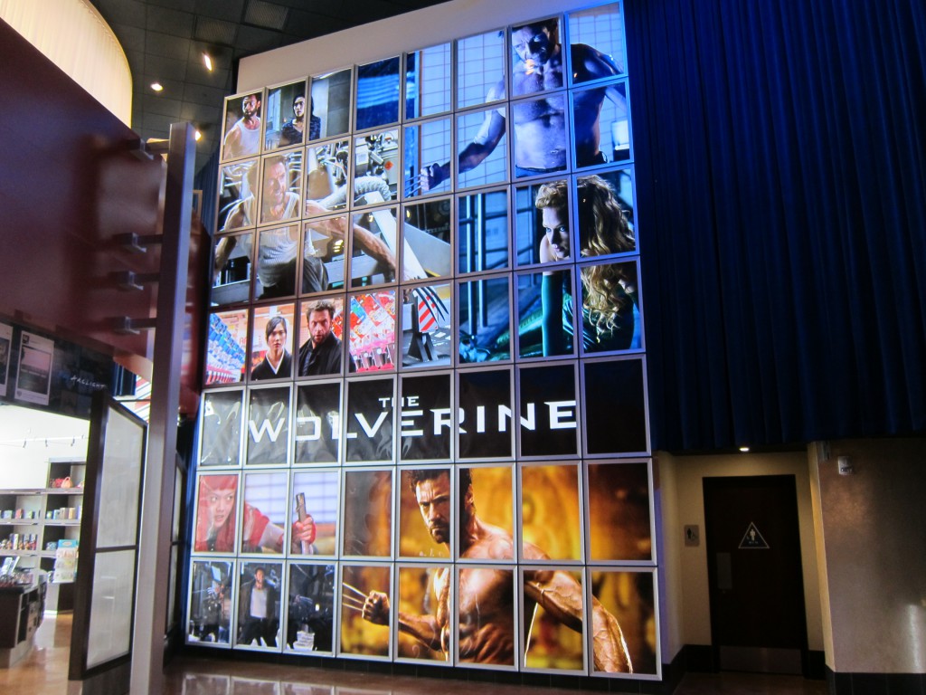 "THE WOLVERINE" giant backlit wall at the ArcLight La Jolla.