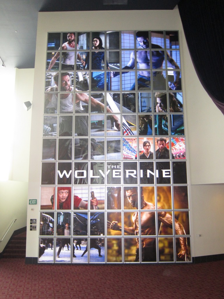 "THE WOLVERINE" giant backlit wall at the ArcLight Hollywood.