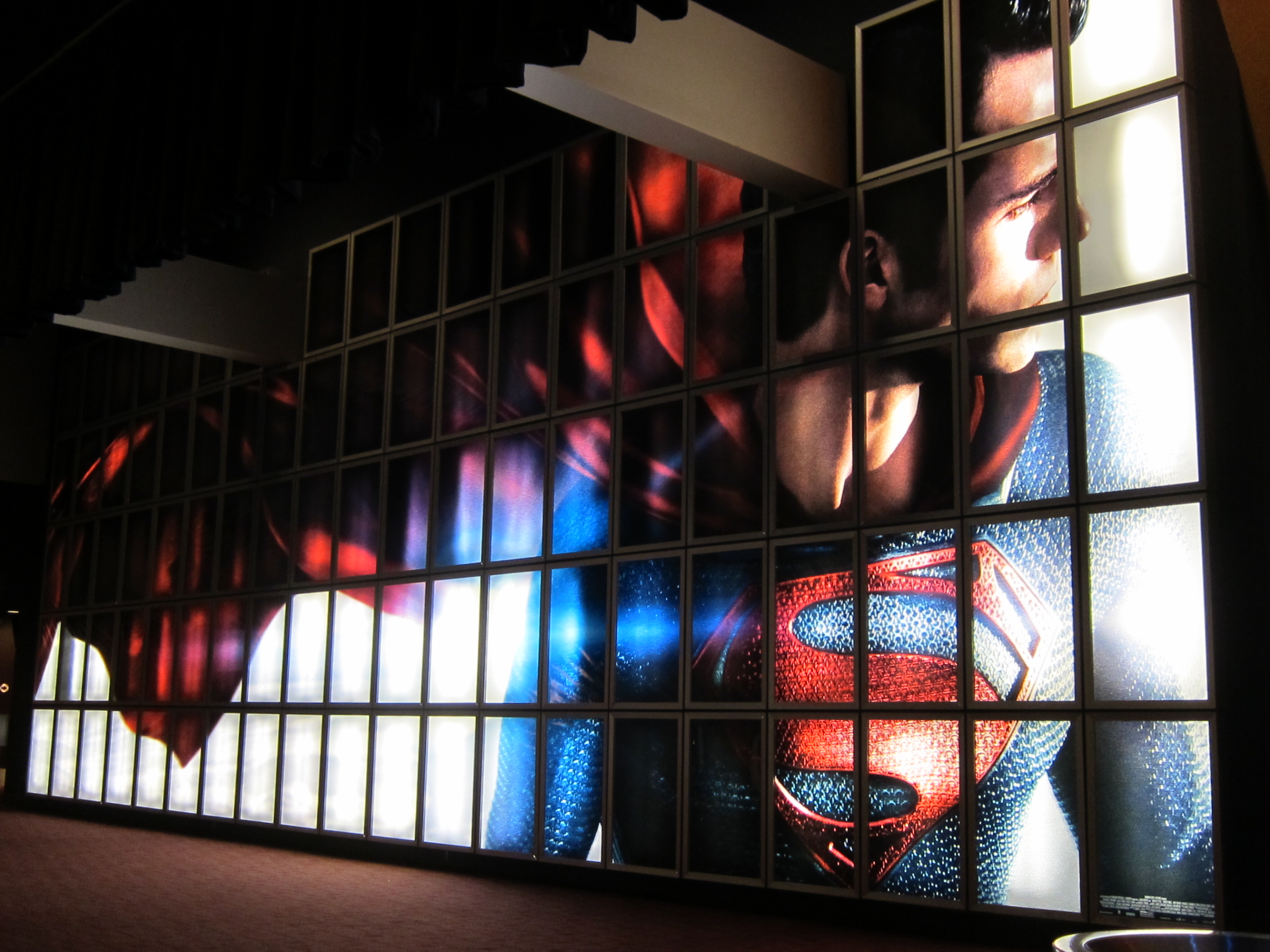 MAN OF STEEL backlit wall display at the ArcLight Sherman Oaks.
