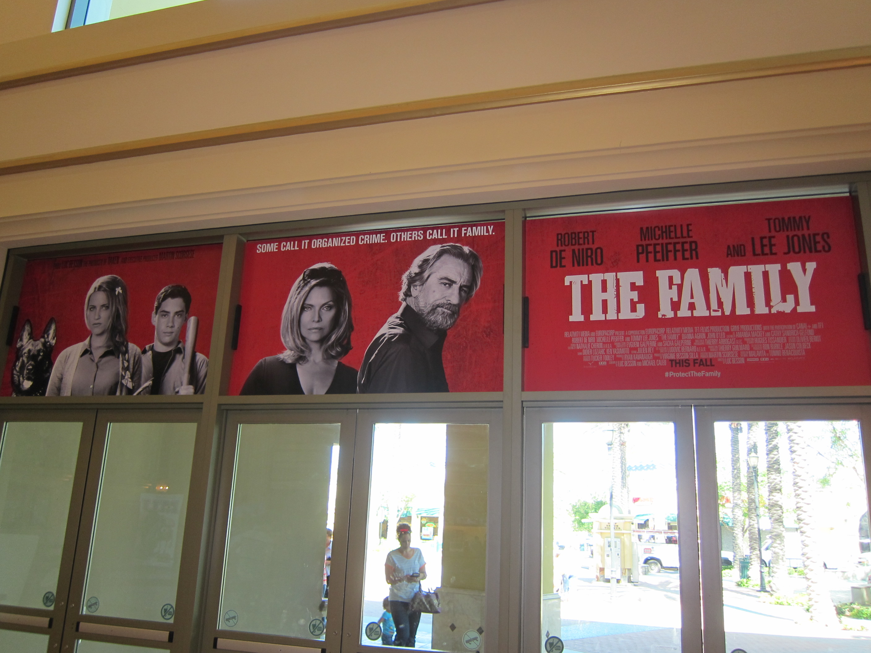 THE FAMILY above the lobby front doors of the Vista Theatre in Southern California.