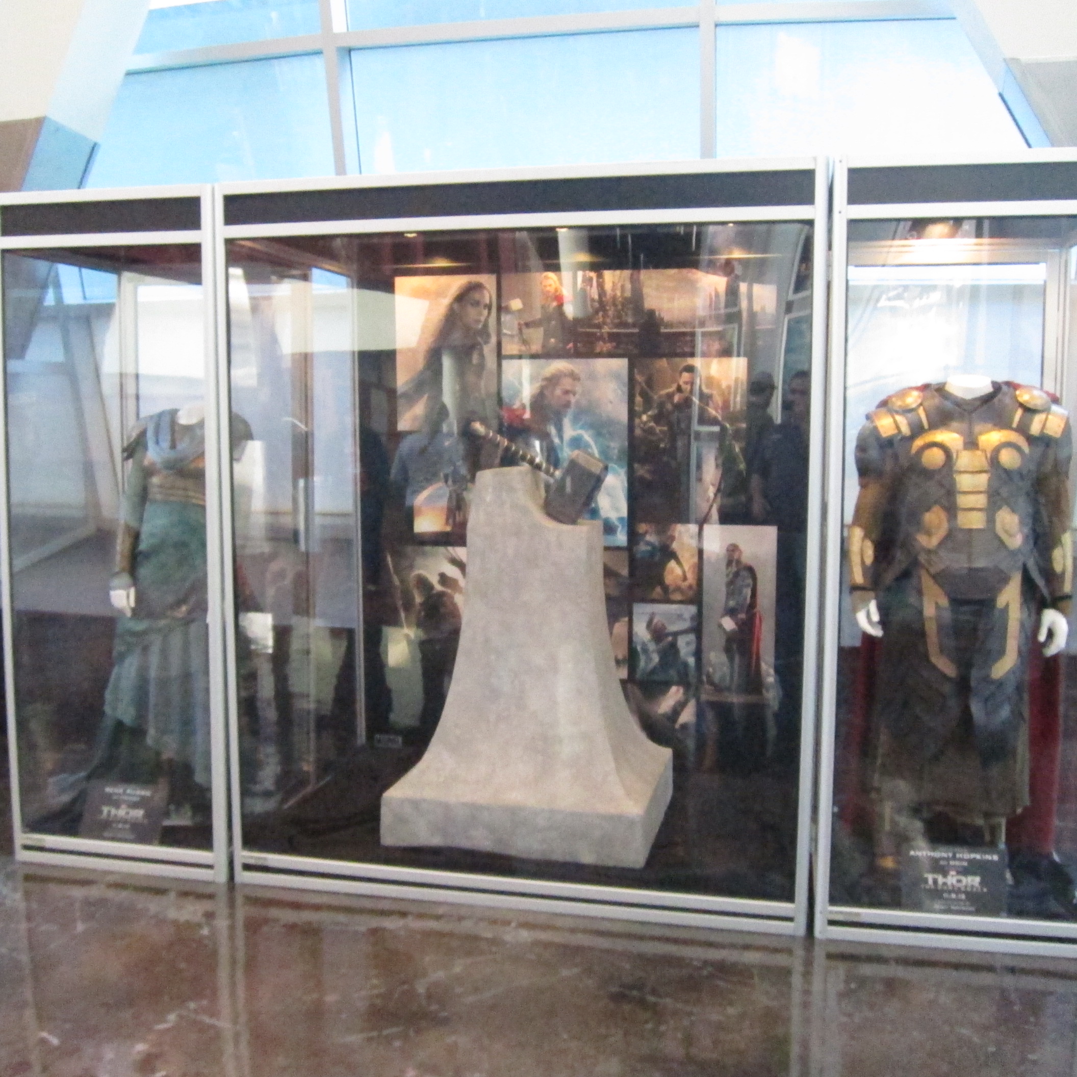 The costume & prop exhibit for THOR: THE DARK WORLD at the ArcLight Hollywood.