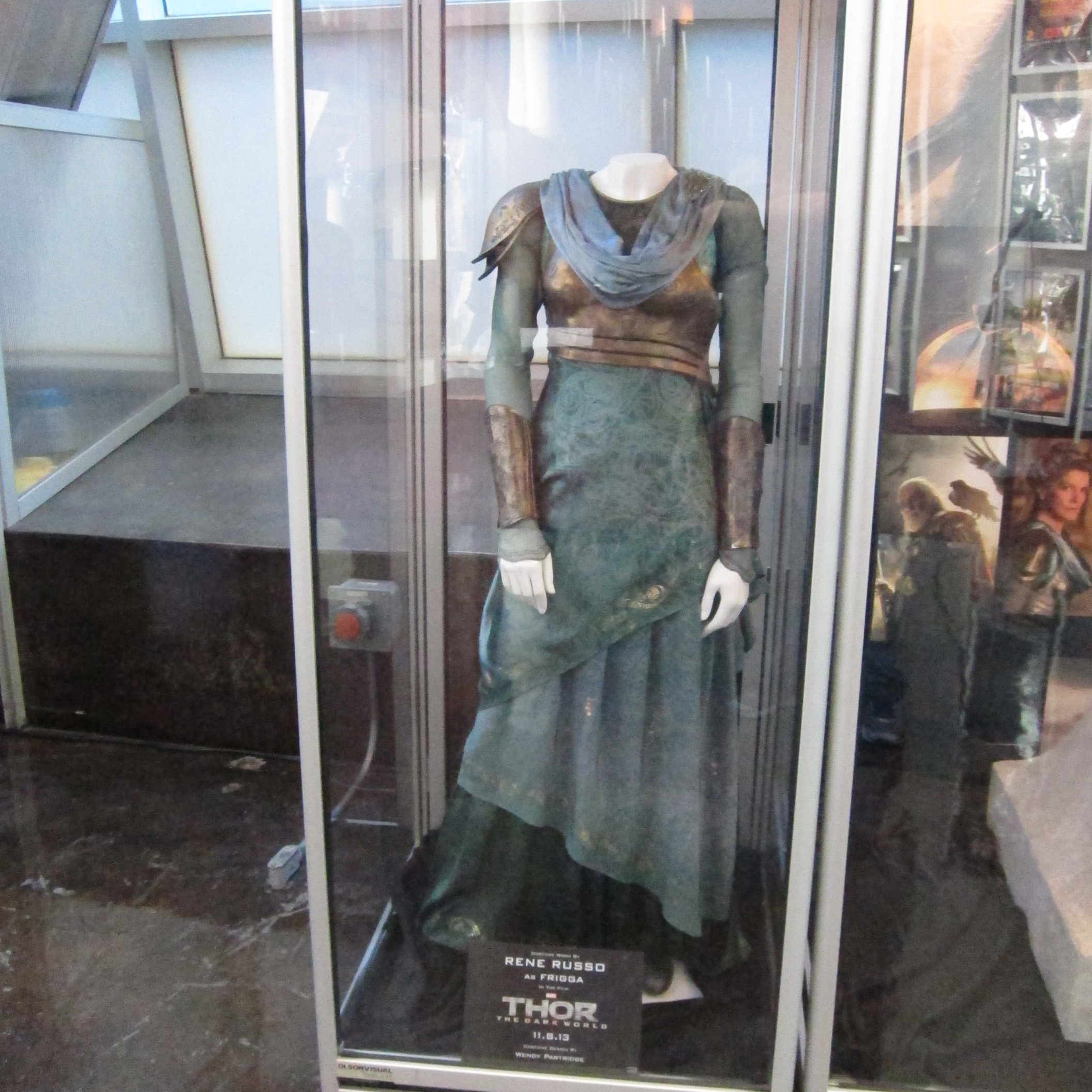 A costume worn by Rene Russo in THOR;  THE DARK WORLD at the ArcLight Hollywood.