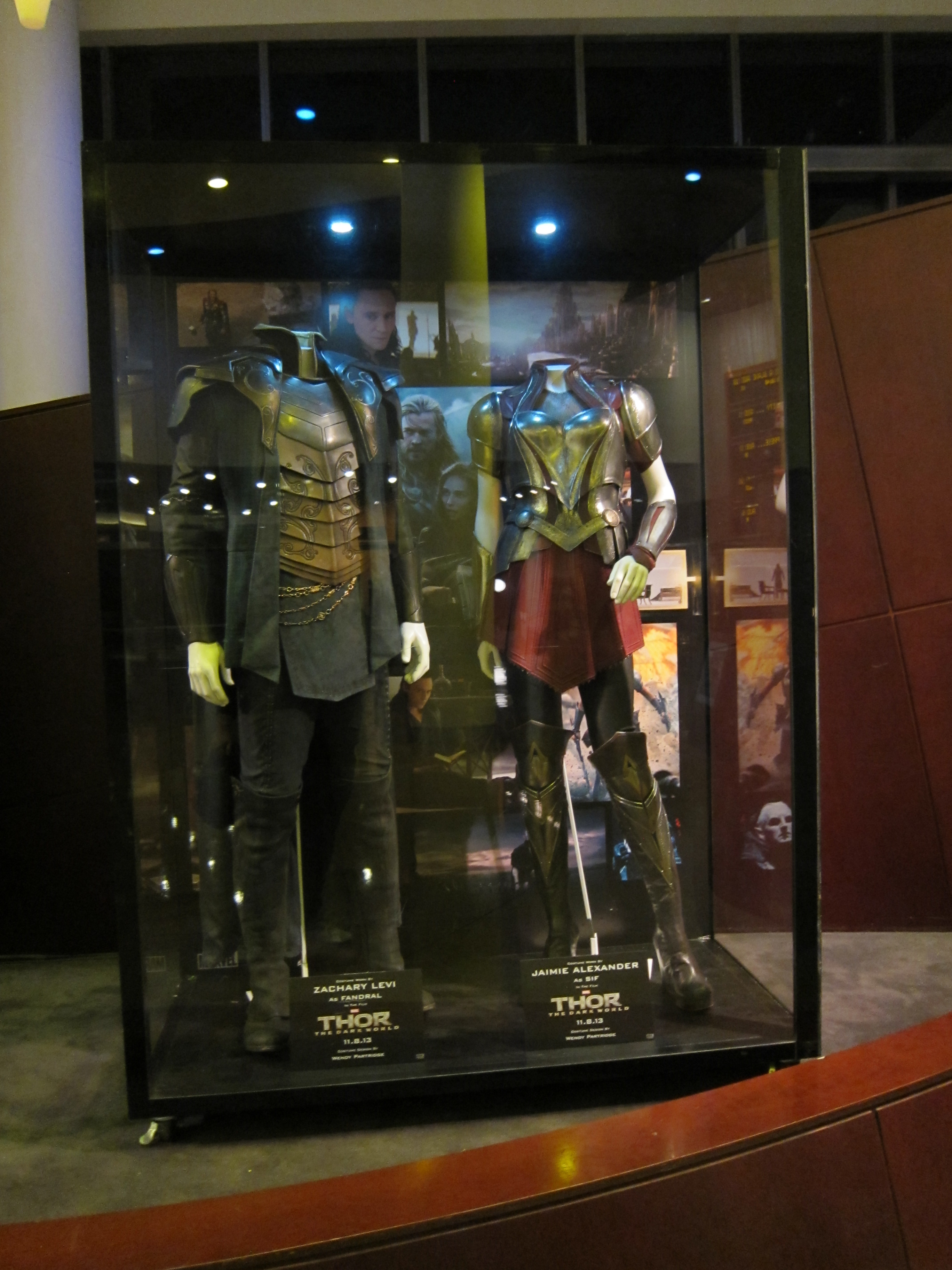 Costumes & props exhibit for THOR:  THE DARK WORLD at the ArcLight Sherman Oaks.
