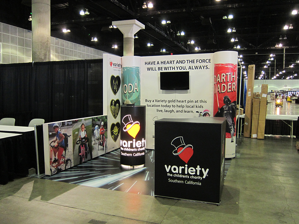 The overall look of the Young Variety of Southern California booth at COMIKAZE in Los Angeles.